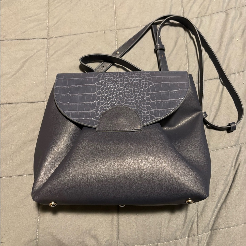 GEIR NESS Navy Croc Design Laila Faux Leather Bag